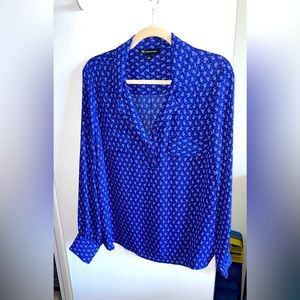 Royal Blue Collard blouse with front pockets